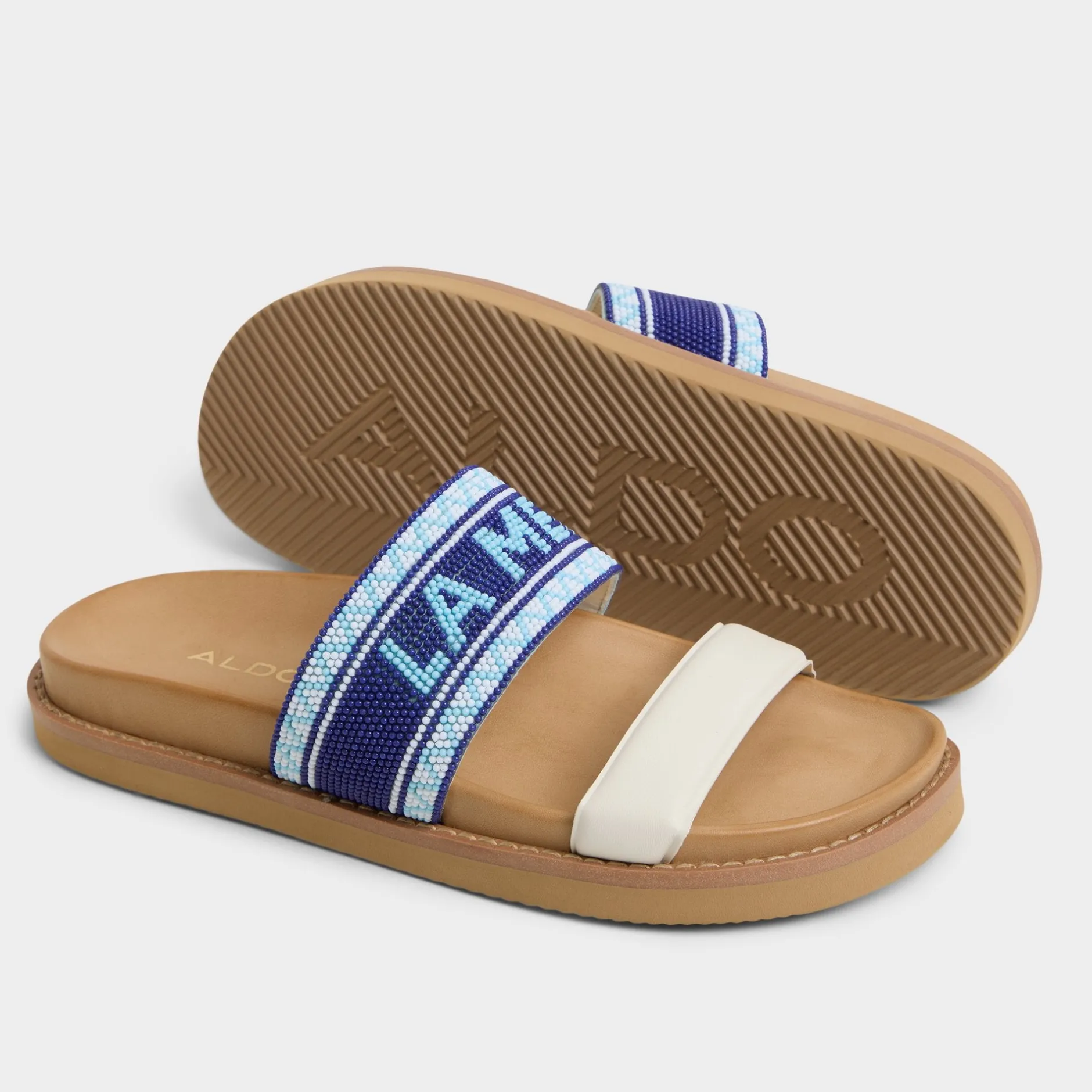 ALDO Flat Sandals^Beachvacay White/Blue
