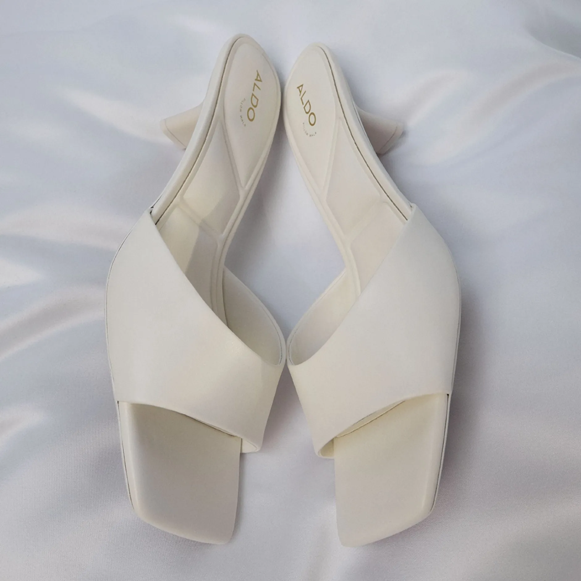 ALDO Mules|Kitten Heels^Enchanting White